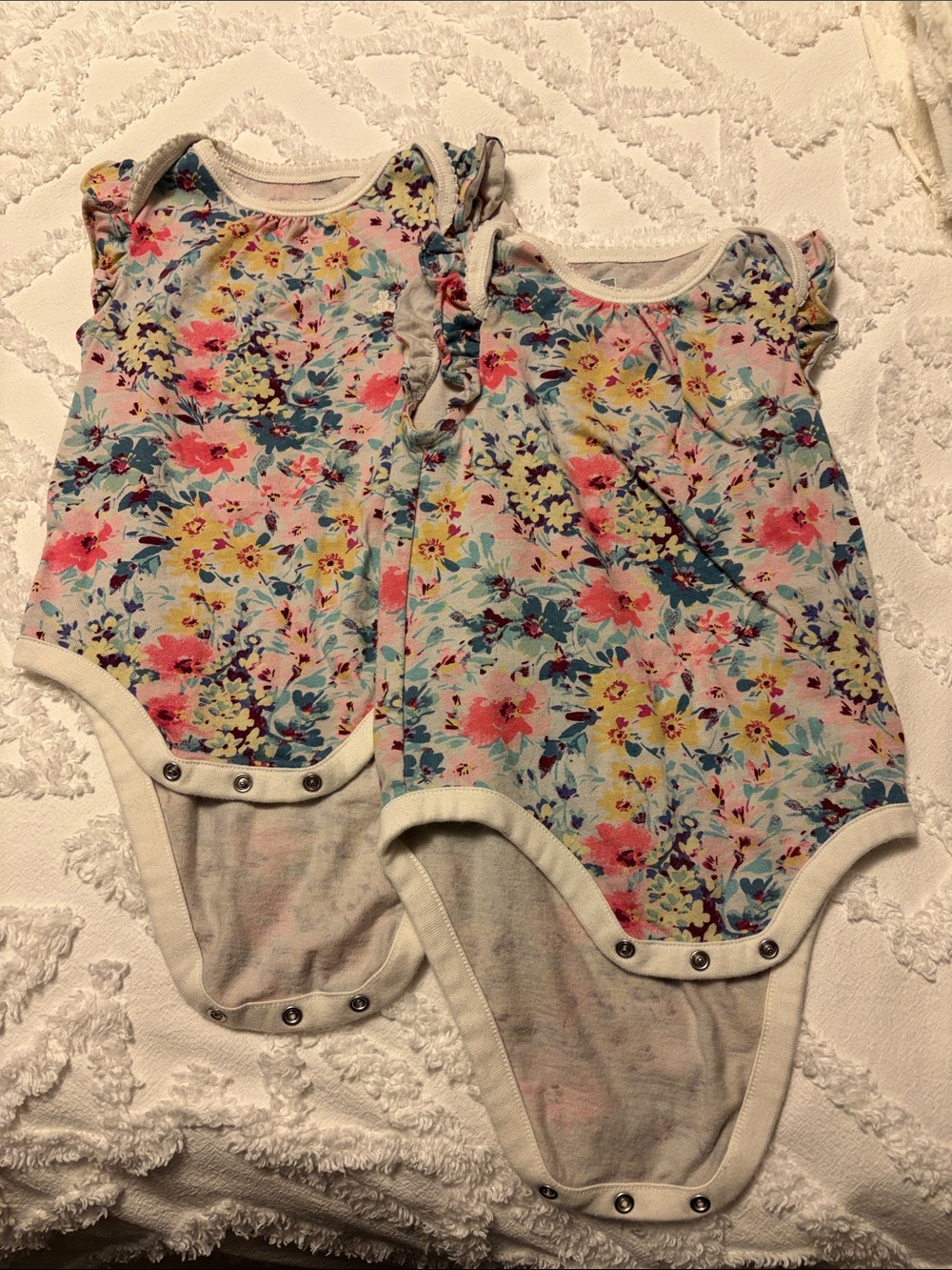 Baby Gap Floral Bodysuit, 18-24 months. Twin Girls.